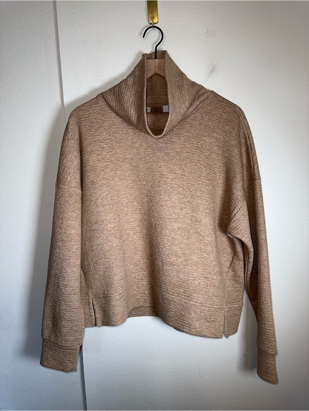 CALIA oversized athletic golf neutral turtleneck textured sweatshirt XL
